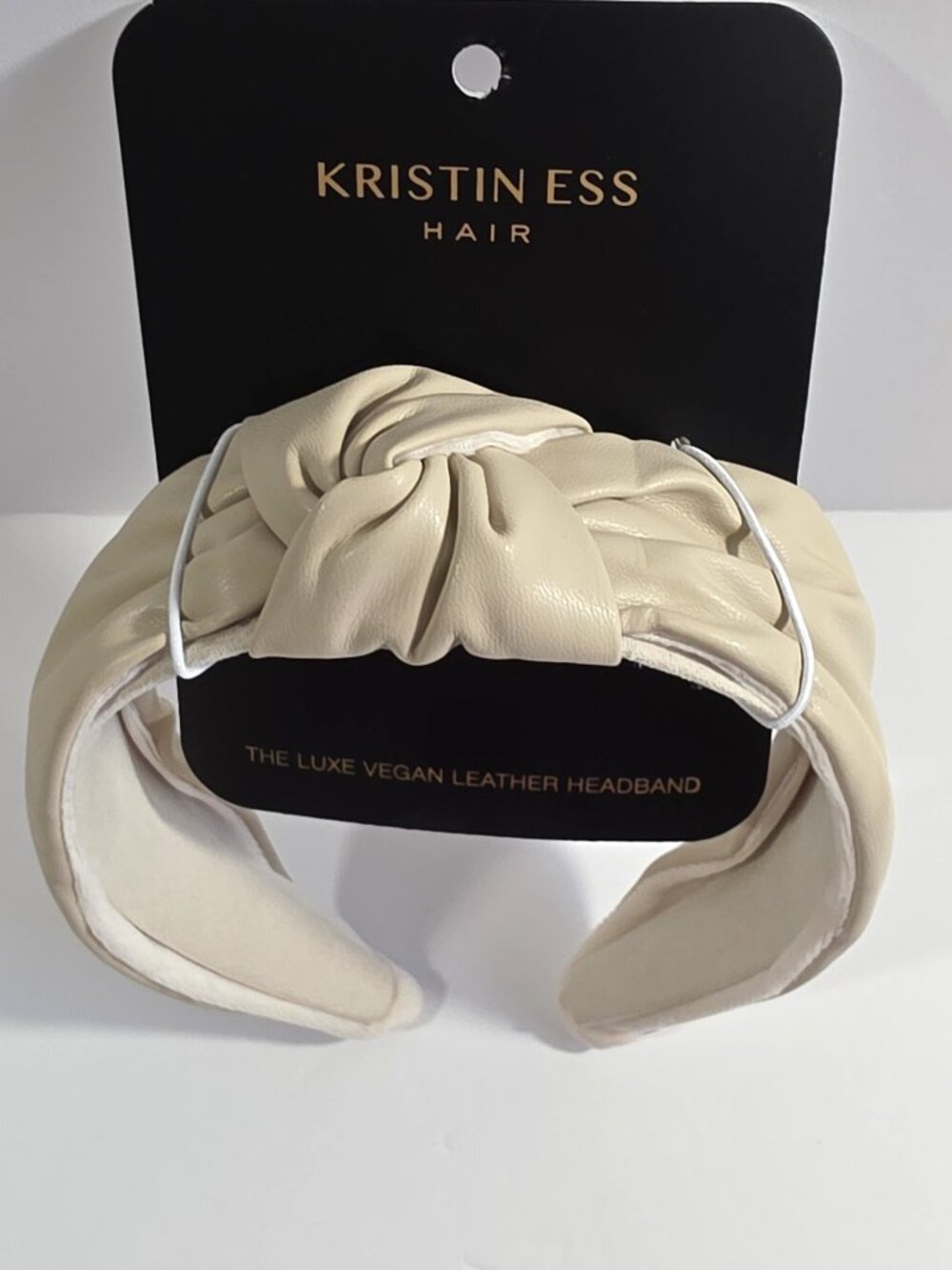 NWT Kristin Ess Luxe Cream Vegan Leather Knotted Headband